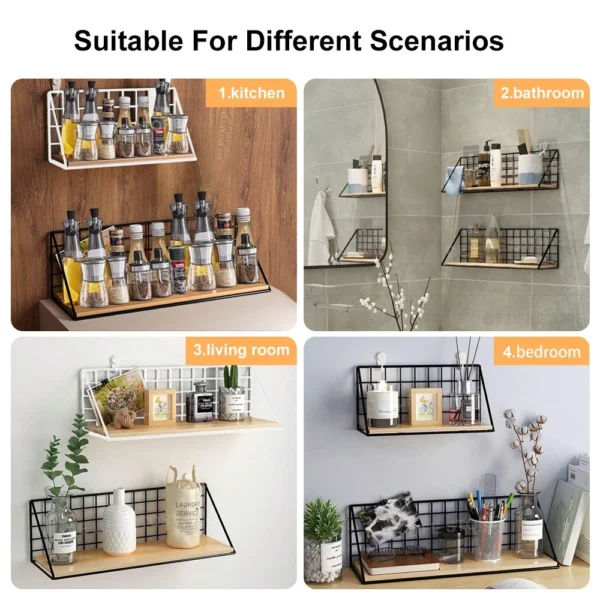 Spice Rack For Kitchen Hanging Wooden Spice Jar Storage Shelf Wall Kitchen Organizer Seasoning Holder Kitchen Accessories - Image 5