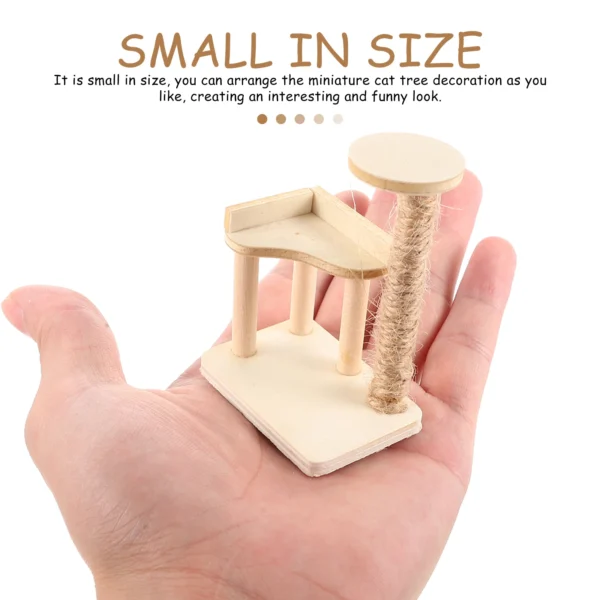 Dollhouse Cat Climbing Frame Mini Wooden Furniture Adorn Toy Desktop Tree Miniature Model Child - Image 2