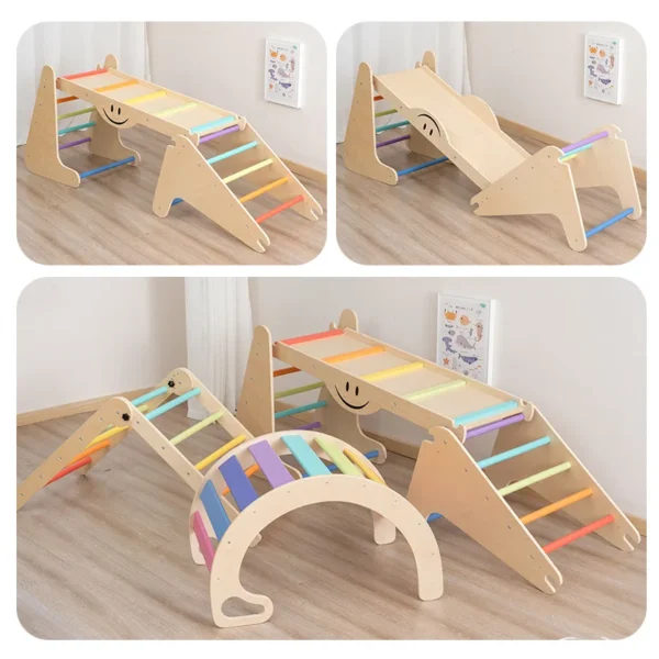 Children Wooden Climbing Toy Colorful Triangular Ladder Foldable Climbing Frame Kids Sensory Training Indoor Play Toys - Image 5