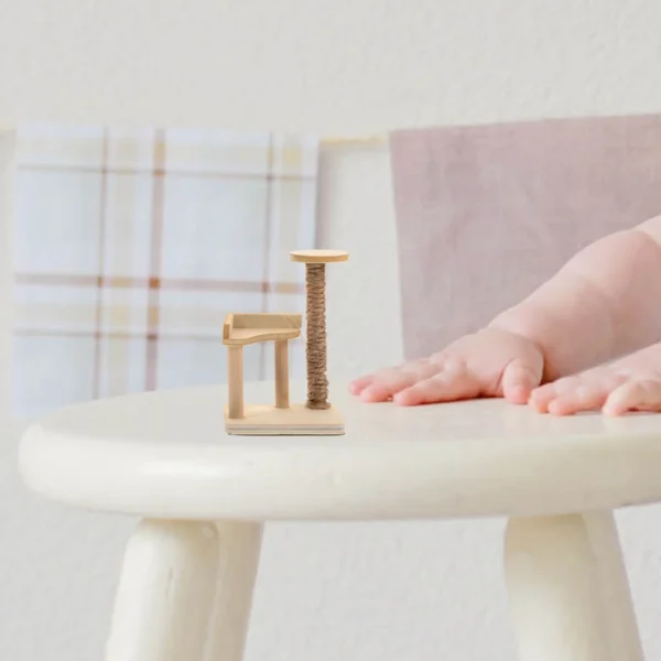 Dollhouse Cat Climbing Frame Mini Wooden Furniture Adorn Toy Desktop Tree Miniature Model Child - Image 3