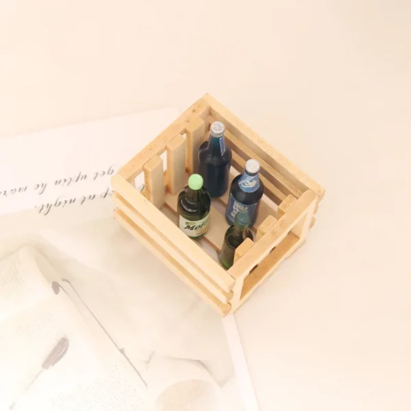 1Pcs Dollhouse Miniature Wooden Beer Frame Storage Basket Model  Mini Organizer Fruit Box Home Decor Kids Play Toys - Image 4