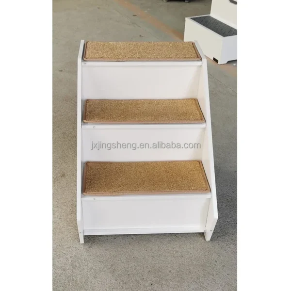 Pet House Indoor Cats Step Stairs Ramp with Scratching Mat Flat Packed Wooden Cats 3-Step Climbing Stairs Dogs Houses - Image 5