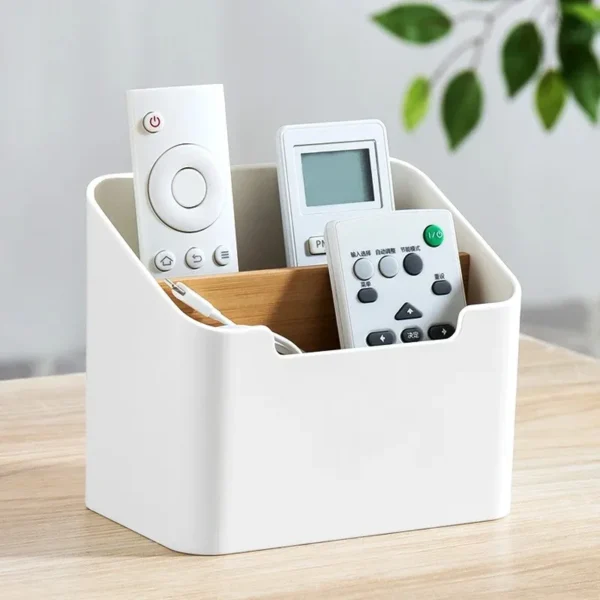 2/4 Grids Multi Functional Desktop Bamboo And Wood Compartment Storage Box With Detachable Bamboo And Wood Partitions - Image 2