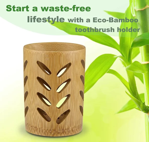 Bamboo Toothbrush Holder For Bathroom Toothbrush Cup With Drainage Quick Drying Bathroom Cup Toothpaste Holder Degradable Cup - Image 4