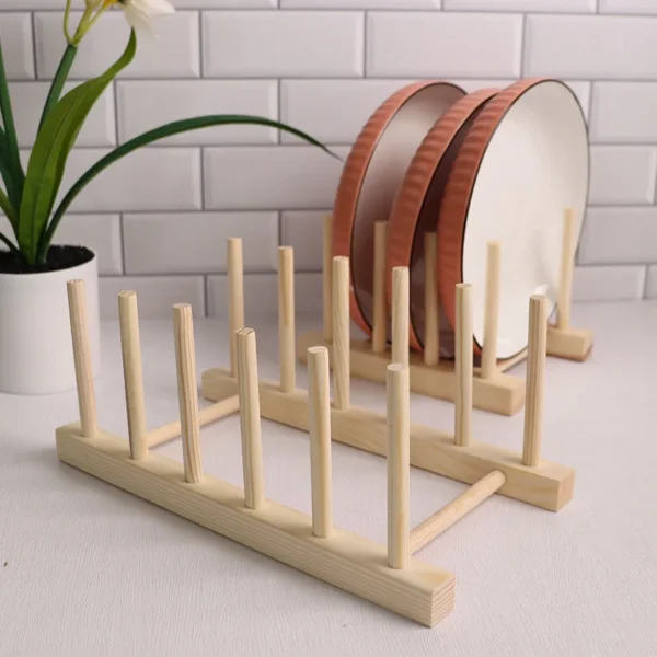 Multifunction Wooden Stand Rack Kitchen Dish Lid Drain Holder Organizer  Kitchen Sundries Rack Cups Shelf Table Book Display - Image 5