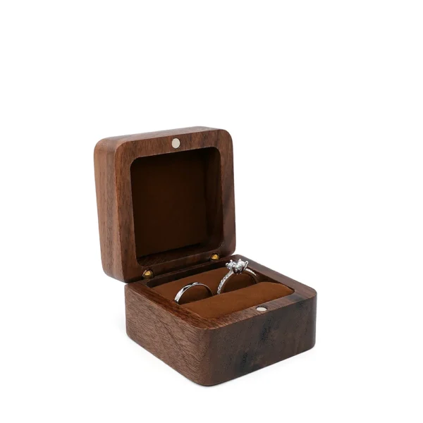 Diamond inlaid jewelry box, walnut solid wood wedding ring box, seeking marriage, diamond ring, Valentine's Day gift,  jewelry - Image 8