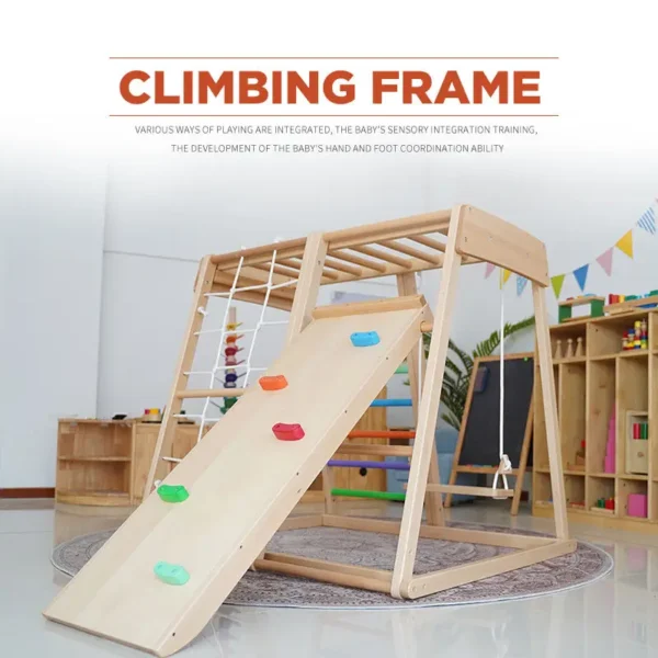 For TOP Climbing Frame For Children Foldable Wooden Climbing Ladders Toys Climb Game Indoor Arch And Ramp Frame Playground - Image 2