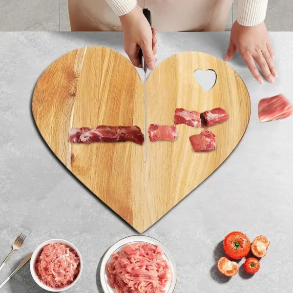 Heart Shaped Cutting Board Cheese Serving Platter Wood Bread Board for Kitchen Food Prep Meats Butter Serving Platter Tray - Image 11