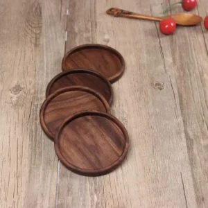 Round Walnut Wood Coaster
