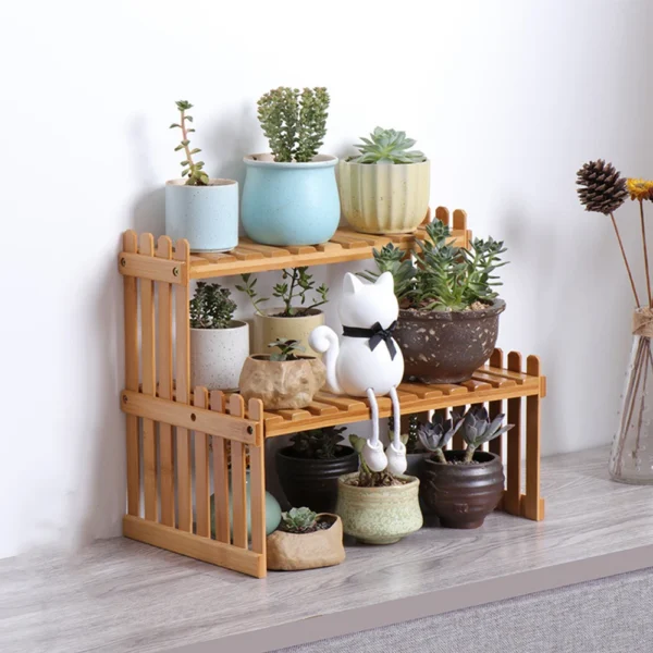 Indoor Plants Holder Wood Shelf Pot Organizer Bookshelf Balcony Bay Window Small Plant Flower Rack Storage Flower Pot Shelves - Image 3