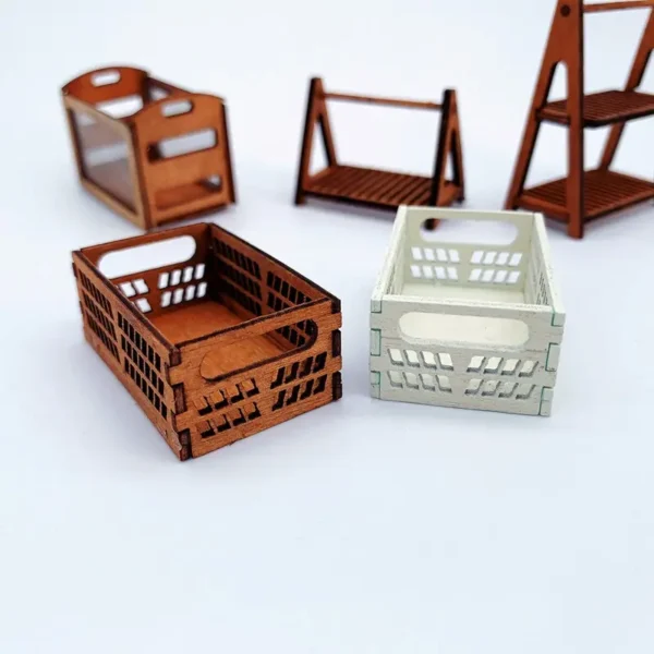 1:12 Dollhouse Miniature Wooden Fruit Bread Basket Storage Basket Model Picnic Basket Dollhouse Accessories Kid Gift - Image 3