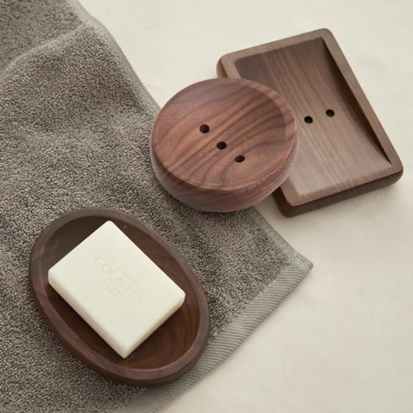 Bathroom Soap Box Walnut Wooden Log  Holder Handmade Soap Dish  Mildew Drain  Tray Bath Shower Soap Organizer - Image 3