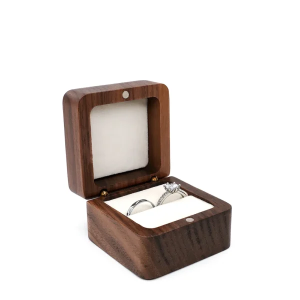 Diamond inlaid jewelry box, walnut solid wood wedding ring box, seeking marriage, diamond ring, Valentine's Day gift,  jewelry - Image 12