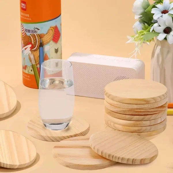 12pcs Round Wood Circles Unfinished Slices Discs DIY Original Solid Wood Crafts Coasters Painting Engraving Carving Home Decor - Image 6