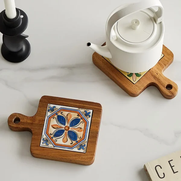New Home Wood Tiles Pot Mat Anti-Scalding Plate Mat Drink Coasters Wooden Placemats for Hot Tea Pots Non-slip Cup Mat - Image 2