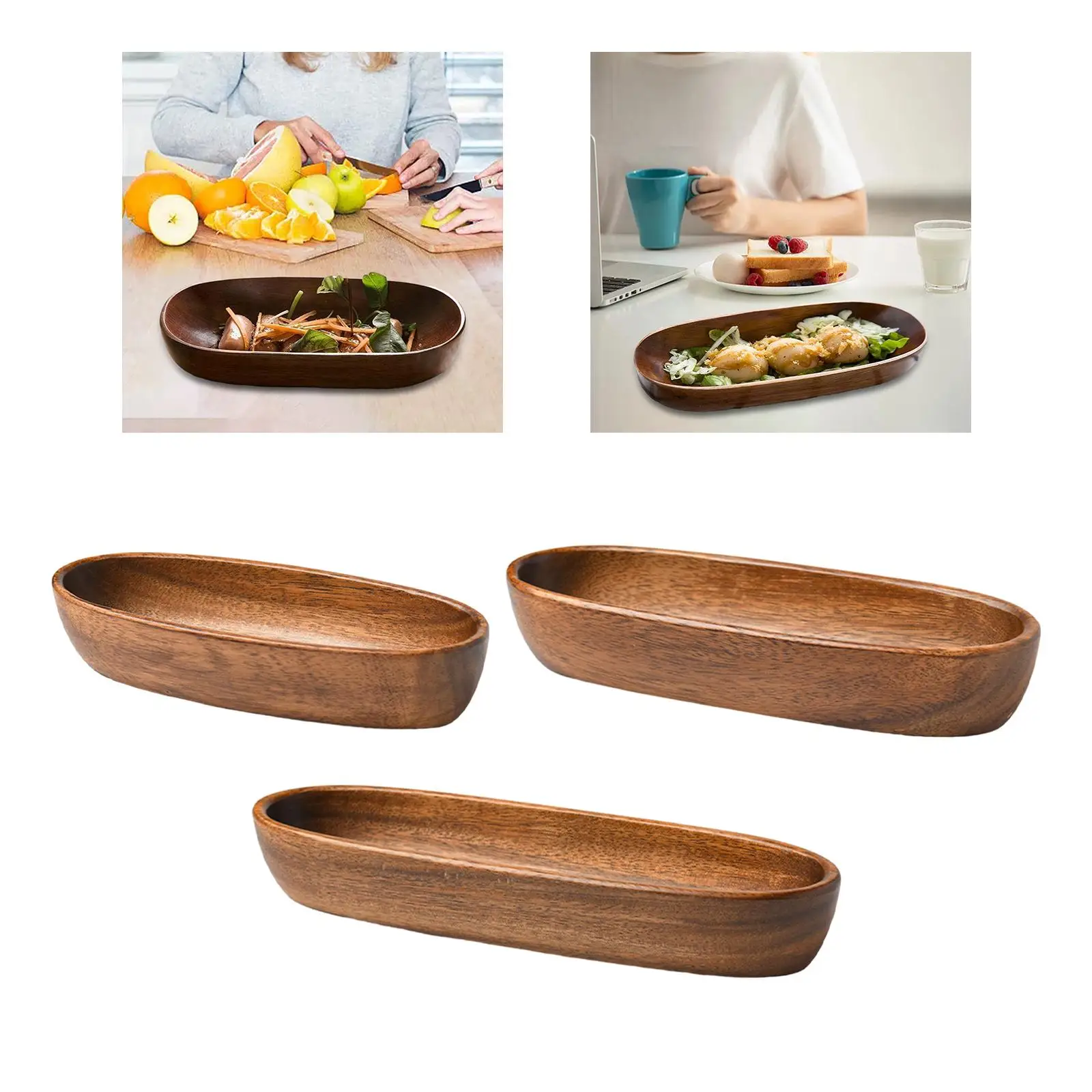 Wooden Serving Platter Snack Salad Plate Durable Tableware Japanese Serving Tray Dried Fruit Plate for Bathroom Countertop - Image 4