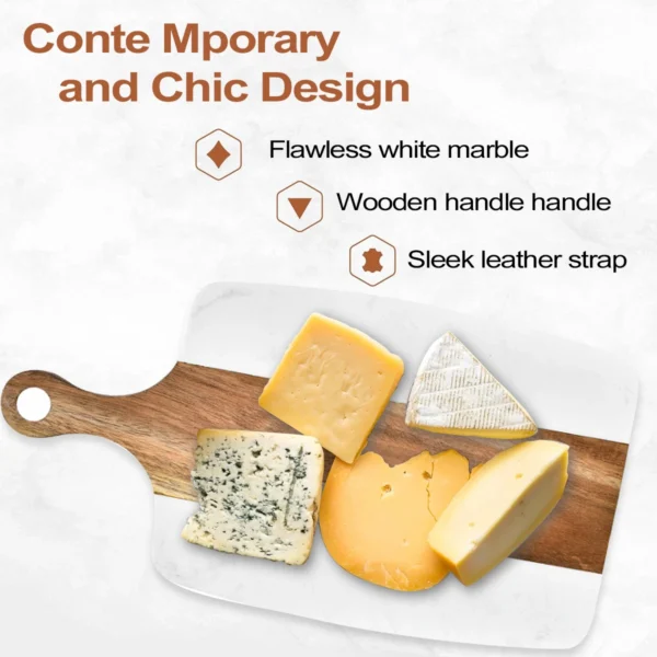 Leeseph Acacia Wood Marble Cutting Board, Charcuterie Board Party Plate Cheese Cutting Board for Kitchen, Restaurants, Party - Image 4