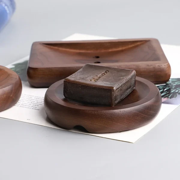 Bathroom Soap Box Walnut Wooden Log  Holder Handmade Soap Dish  Mildew Drain  Tray Bath Shower Soap Organizer - Image 2