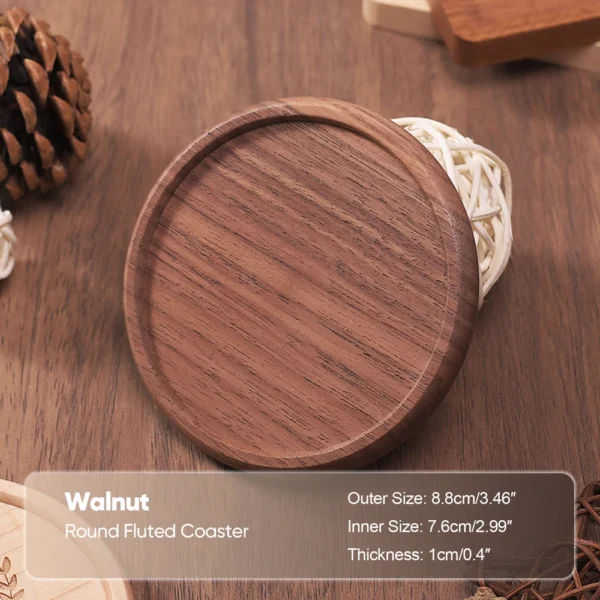 1PCS Solid Coaster Walnut Wooden Cup Pad Tea Coffee Mug Drinks Holder Tableware Decorative Home Wedding Decor Cup Pad Coaster - Image 7