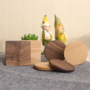 Solid Wood Coaster Beech Rosewood Walnut Round Wood Groove Coaster Heat Resistant Tea Coffee Coaster Placemat