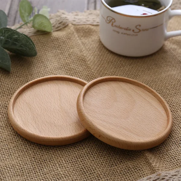 1PCS Solid Walnut Wood Coaster Round Square Beech Wood Cup Mat Durable Heat Resistant Tea Coffee Cup Pad Placemats 8.8cm/3.46in - Image 3