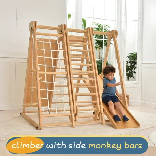 Children Indoor Wooden Jungle Play Gym Playground Montessori Foldable Climbing Frame for Kids - Image 2
