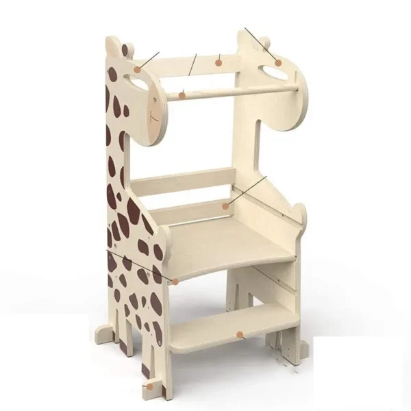 Children Kitchen step stool for kids Natural Wooden Climbing frame Montessori toddler Learning Tower with Slide and blackboard - Image 2