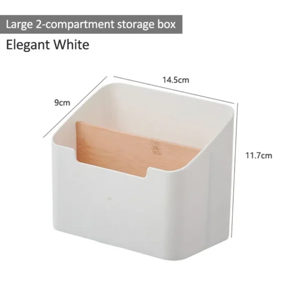 2/4 Grids Multi Functional Desktop Bamboo And Wood Compartment Storage Box With Detachable Bamboo And Wood Partitions - Image 9